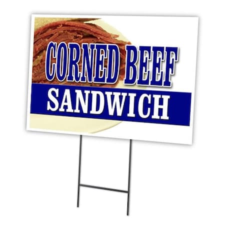 Corned Beef Sandwich Yard Sign & Stake Outdoor Plastic Coroplast Window